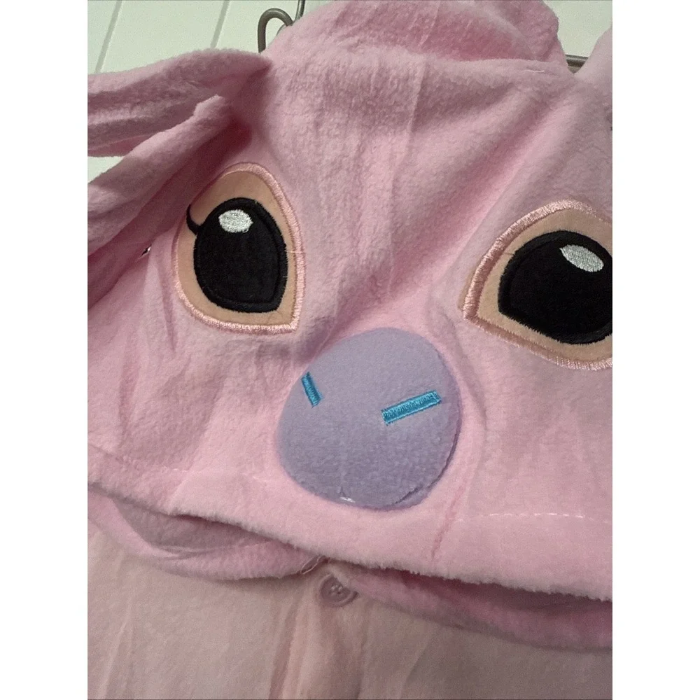 Adult Pink Hooded Fleece Pajamas Cosplay PJ's Costume Fullbody Suit Nwt Small